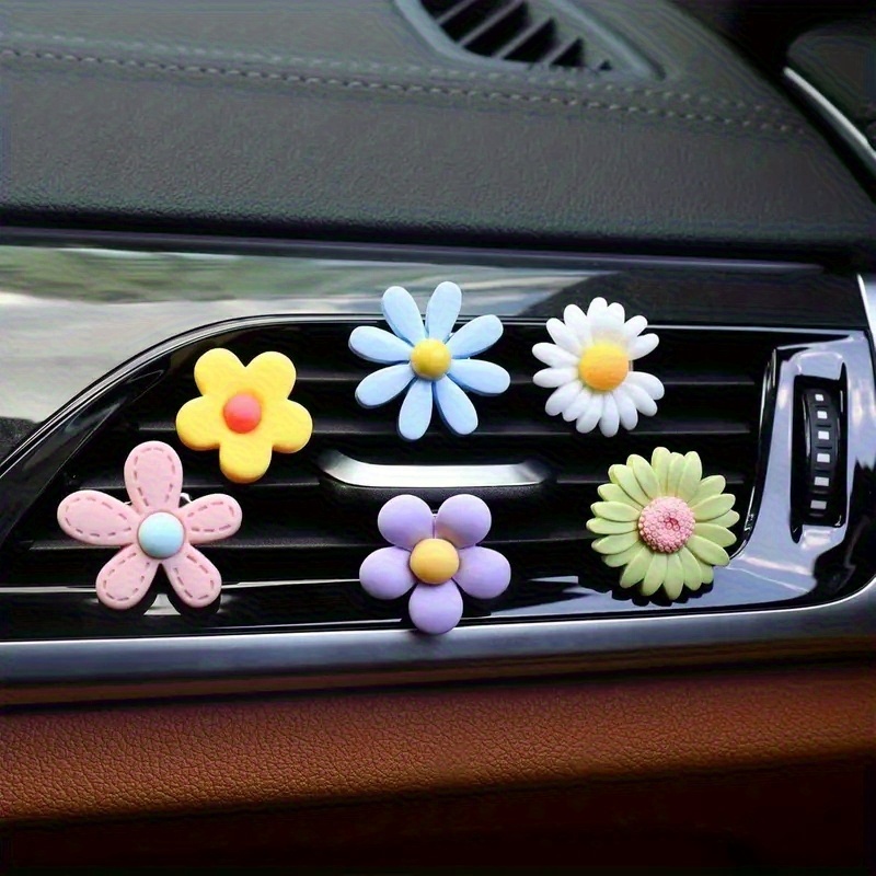 item picture 6pcs car air freshener diffuser unscented assorted stylish flower designs for car vent clip goddess edition