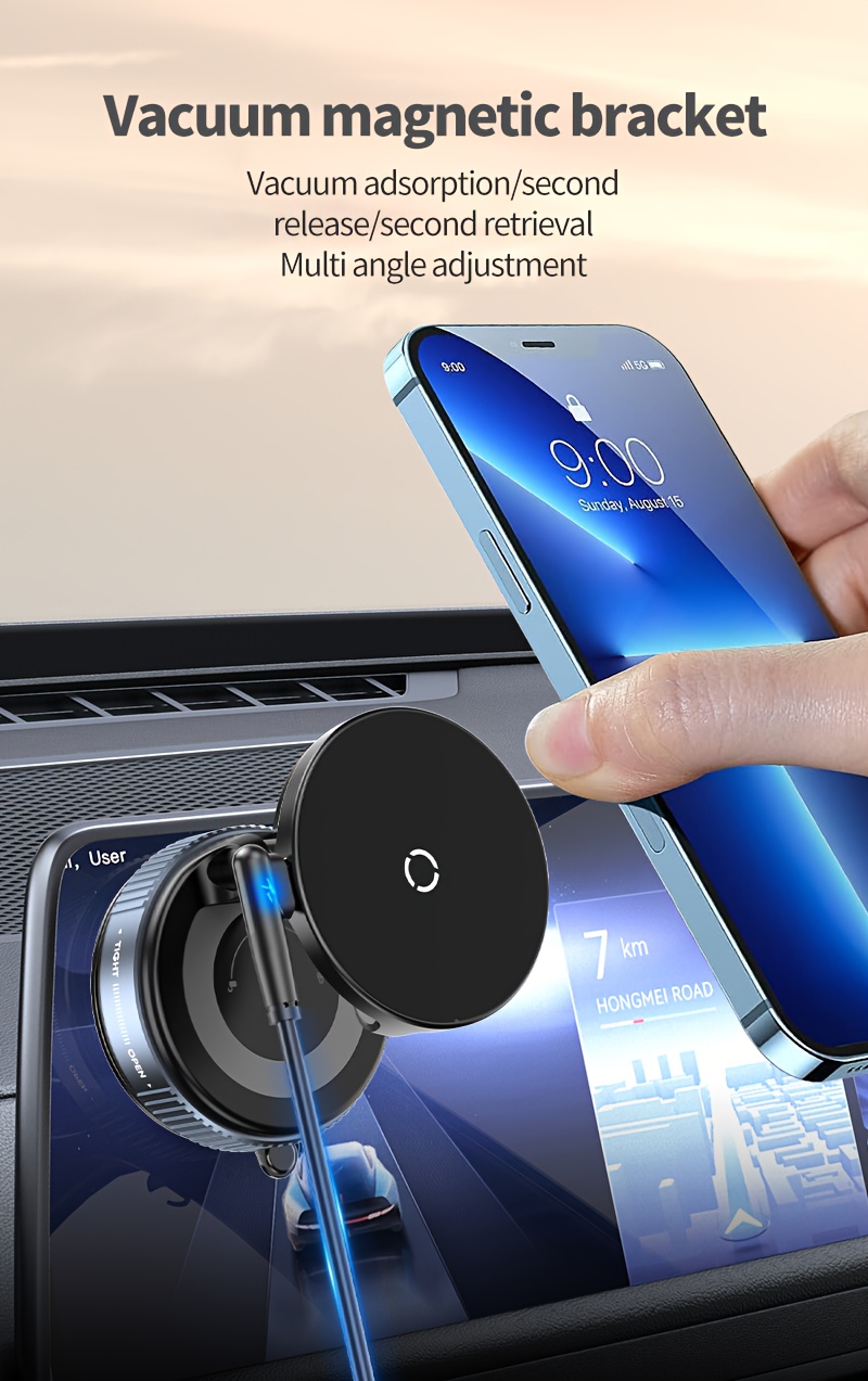 最新の磁気式携帯電話ホルダー、15wワイヤレス充電機能付き、360度回転可能な真空吸着マグネット 、ポータブル車用吸盤ホルダー、超強力磁気式携帯電話 、伸縮・折りたたみ可能、アングル調整可能な吸着小型超軽量携帯電話ユニバーサルホルダー、for iphone 16 15 14   pro max対応、すべてのスマートフォンに対応、家庭、車、フィットネス、オフィスなどに適しています 商品詳細 4