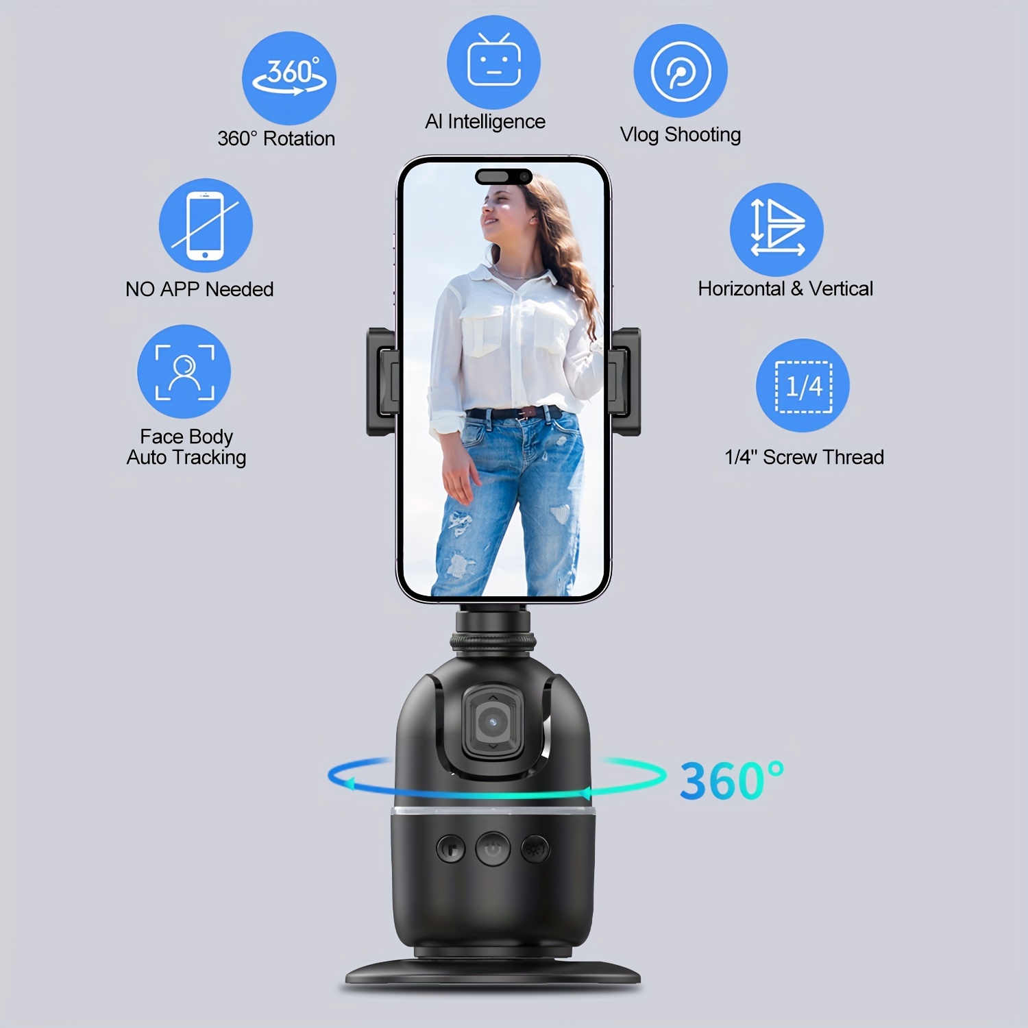 Ai Tracking Follow Gimbal Connect Smartphone Tripods Face Body Gesture ...