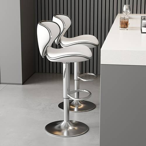 2pcs modern swivel bar stools with backrest adjustable height counter height bar chairs with chrome base and footrest upholstered pu leather barstools for kitchen island pub home bar dining room