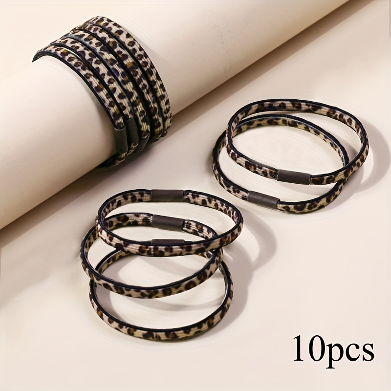 10pcs Women's High-elastic Leopard Print Headband Hair Band, Basic Rubber Band Versatile Hair Rope Hair Additions, Suitable For Sports, Yoga, Leisure, Daily Wear