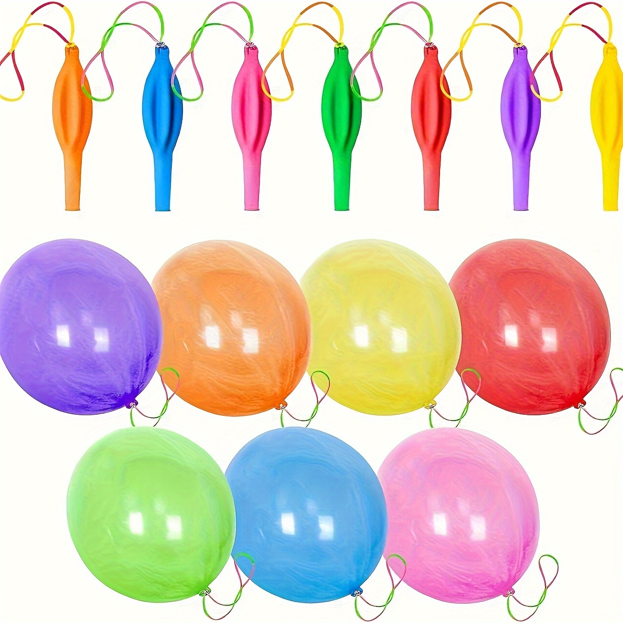 

20/50pcs Punch Balloons With Rubber Bands - Heavy-duty Rubber Punching Balloons For Party Favors, Thanksgiving, Christmas, Halloween, Mardi Gras & Graduation - Toys For 14+