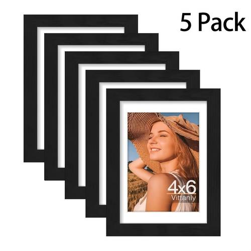 5pcs 4x6 inch lightweight pvc modern magnetic photo frame polished vertical rectangle for family photos home decoration black