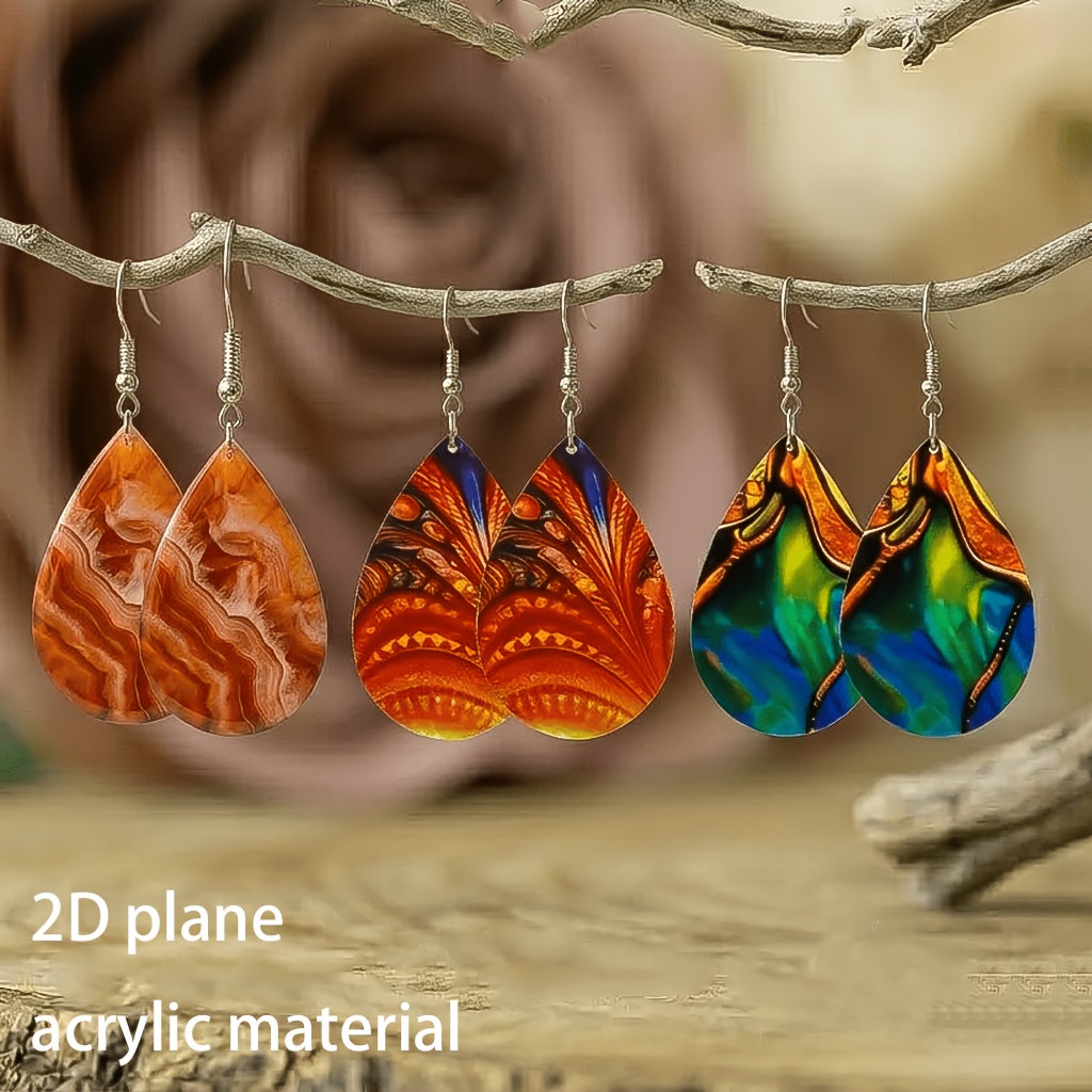 Bohemian Style Acrylic Teardrop Earrings for Women