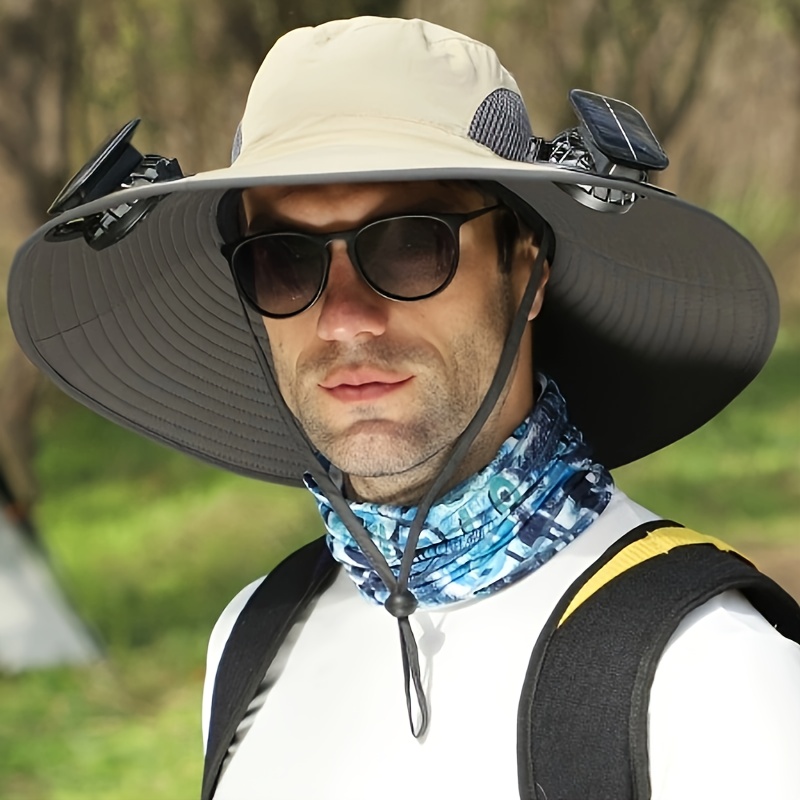TEMU -powered Fishing Hat - Sun Protection With 2 Fans, Dual-power Outdoor Fan Fishing Hat For Men's Climbing And Fishing