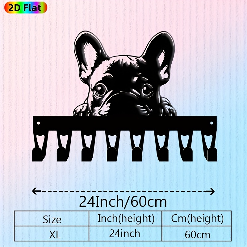 TEMU 1pc French Bulldog Wall Hook Rack With 8 Hooks - Sturdy Iron Coat Hanger, Cute Frenchie-shaped Entryway Decor For Coats, Hats, Keys - Space- For