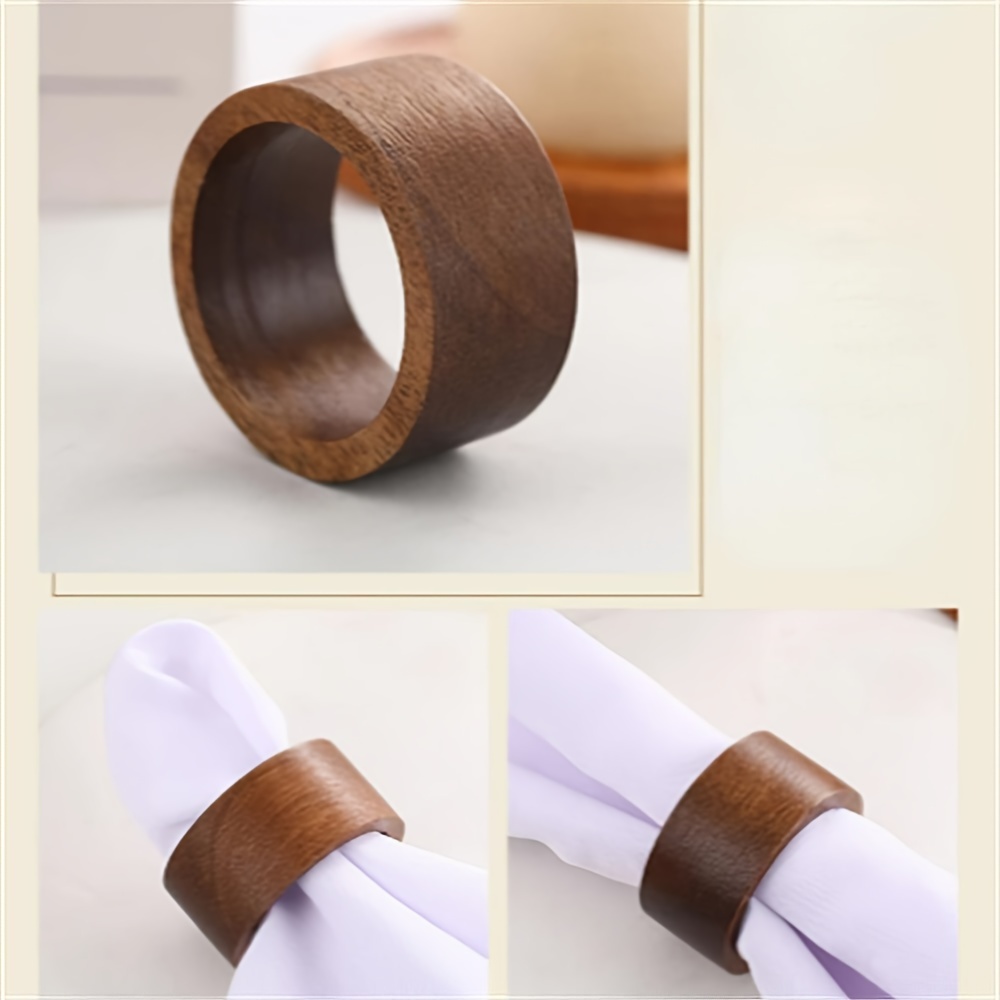 

Handmade Napkin Rings Set Of 6 Wooden Rustic Old-style Napkin Ring Holders Round Napkin Buckles Christmas Thanksgiving Holiday Wedding Banquet Table Decoration