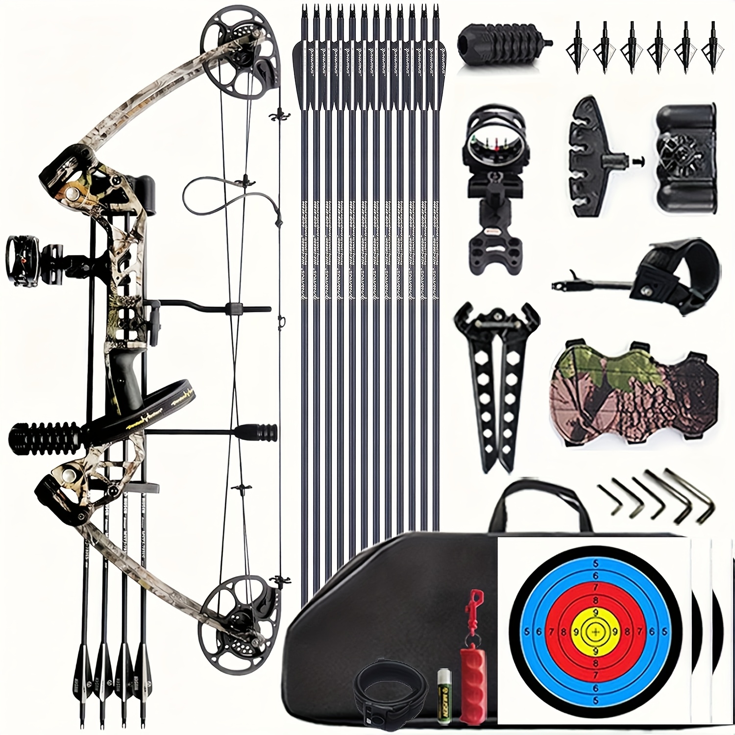 REAWOW Kit Arc à Poulies de Chasse Adulte Tir à l'arc Set Professionnel