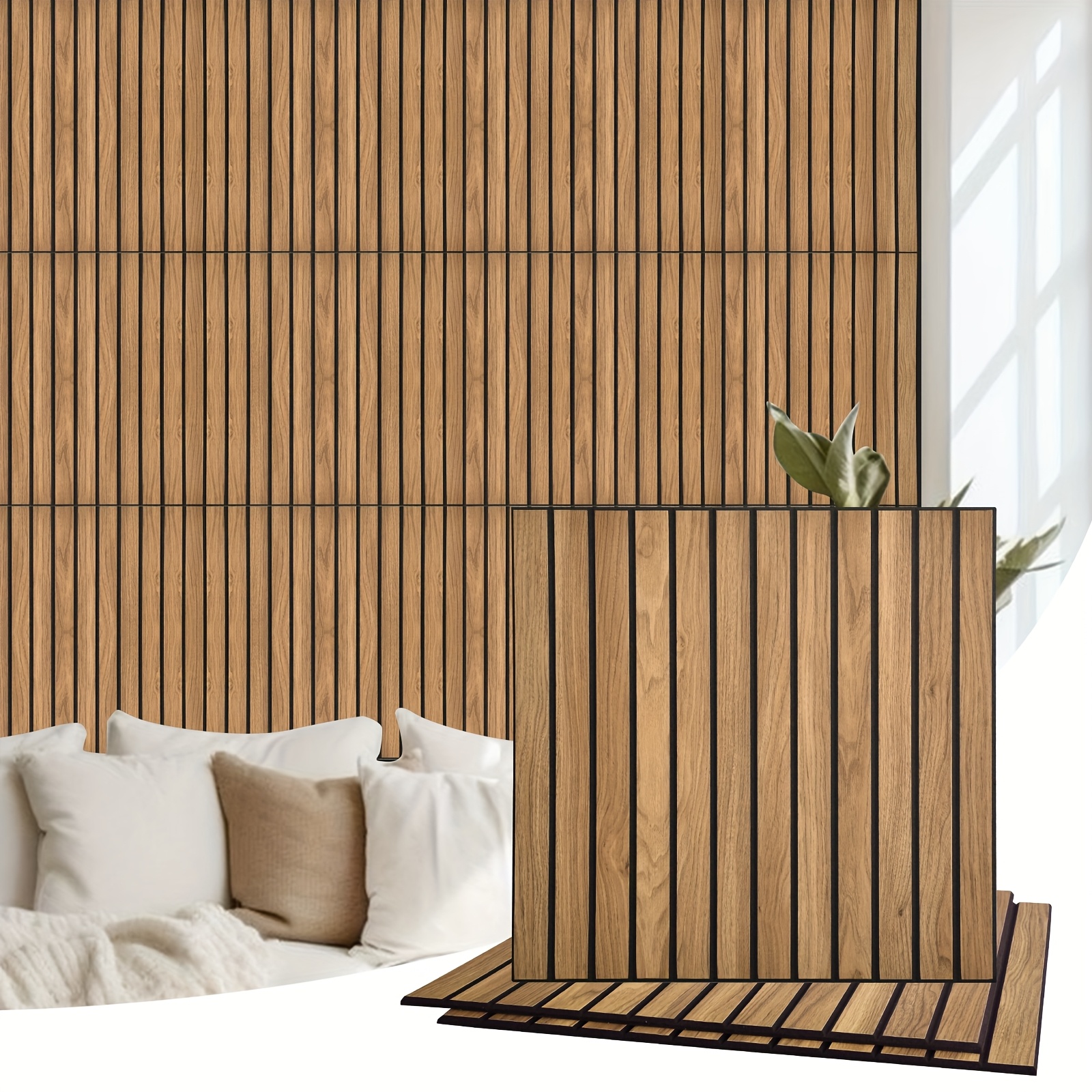 Adesivo Parete 3D Effetto Legno - Pannello Finto Strisce 0.45x5m