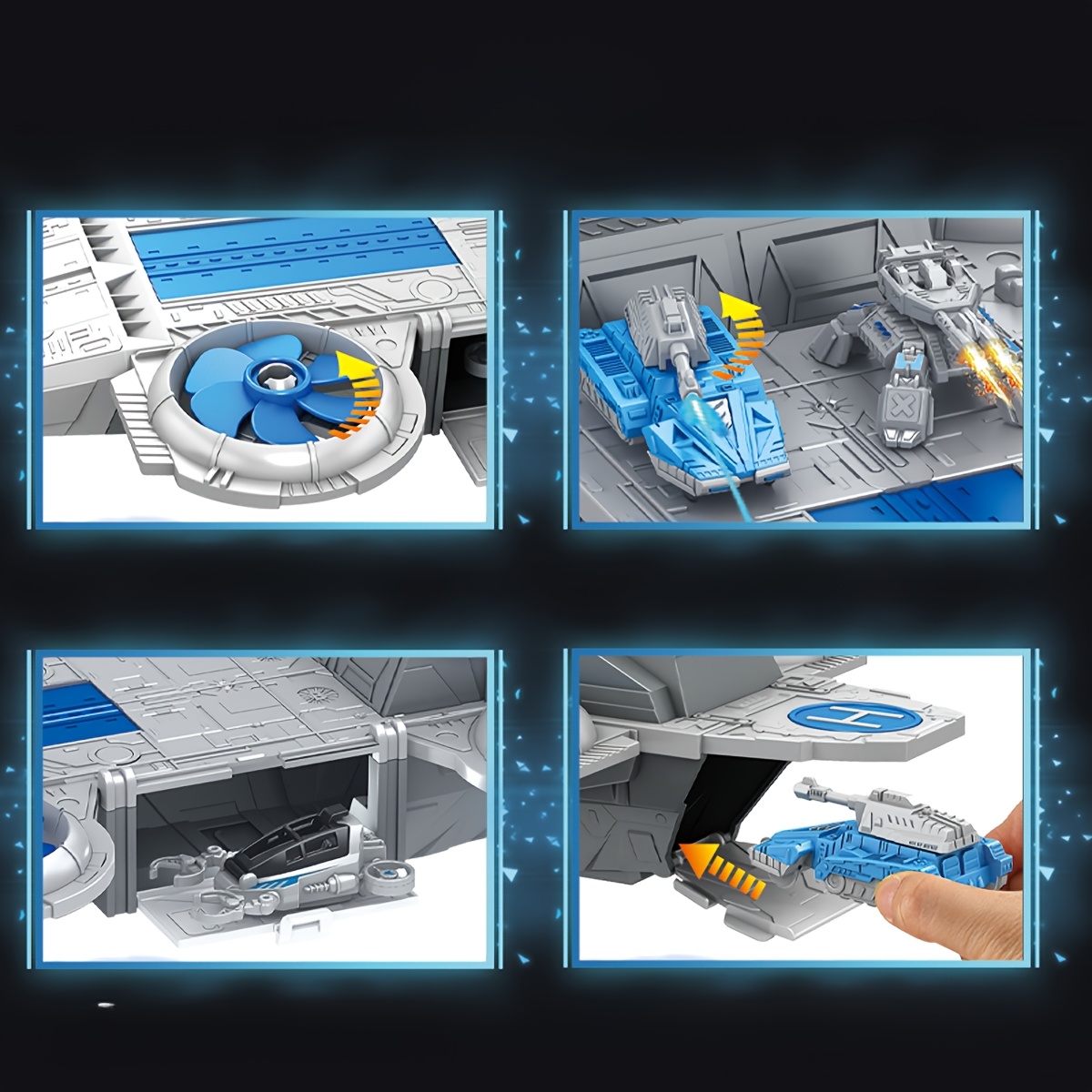 Large Kids' Space Battleship Toy Set with 5 Mini Spaceships