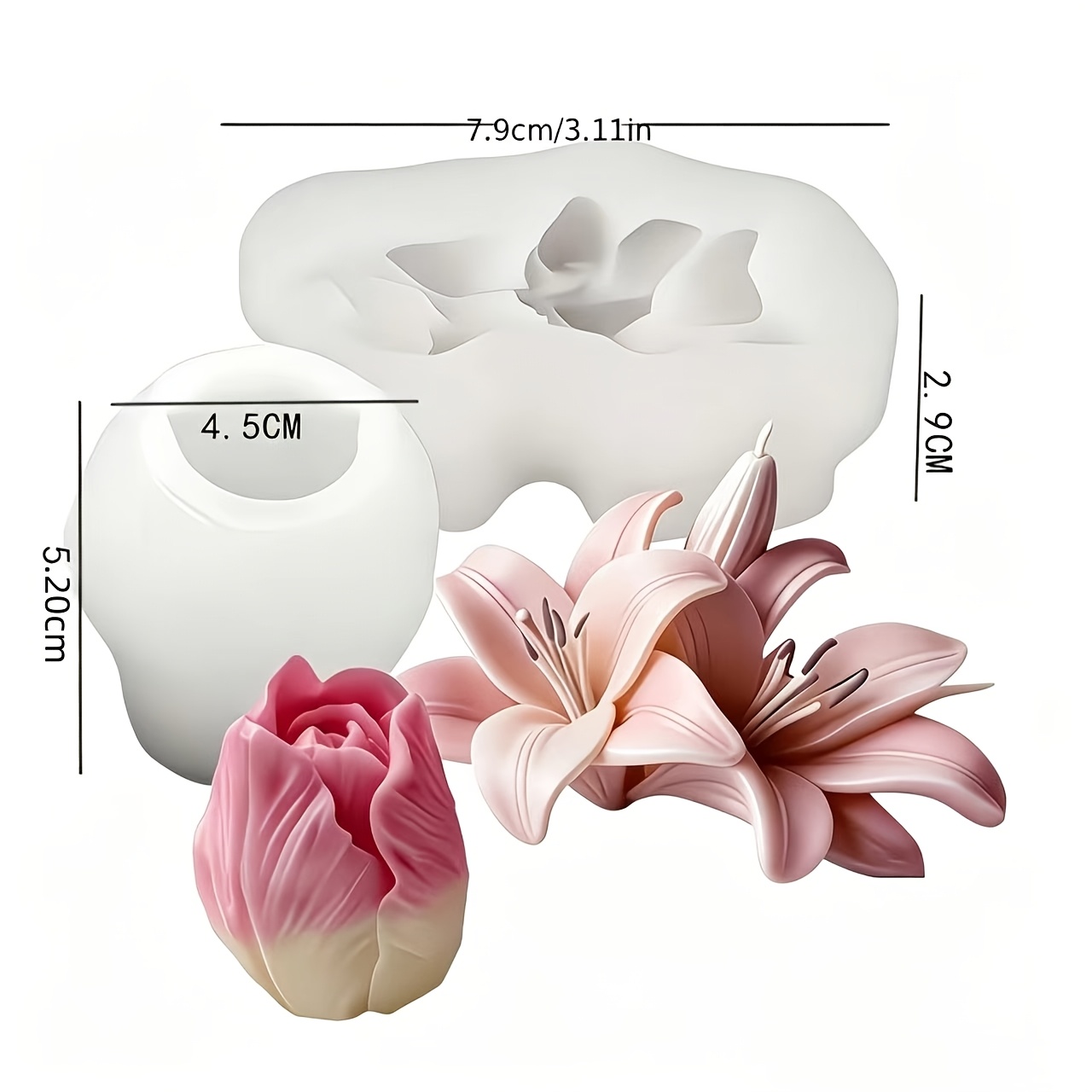 2pcs Realistic Lily & Tulip Resin Silicone Molds With Suitable For Crafts, Wedding Decorations, Reusable Flower Molds Suitable For Home Decor, Resin,, Soap Making - Lily Leaf & Petal Mold For