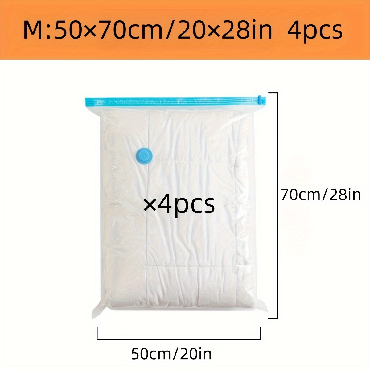 TEMU 4pcs Extra Thick Vacuum Storage Bags, 20x28in - Closure, Versatile For Dust & Air Extraction, Moving & Organizing