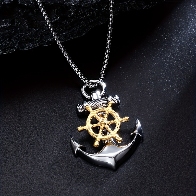 E-shop Modepiraten-Anker-Anhänger-Halskette mit -Design, Legierungskonstruktion, nautischer Charme-Schmuck Geschenk für Männer