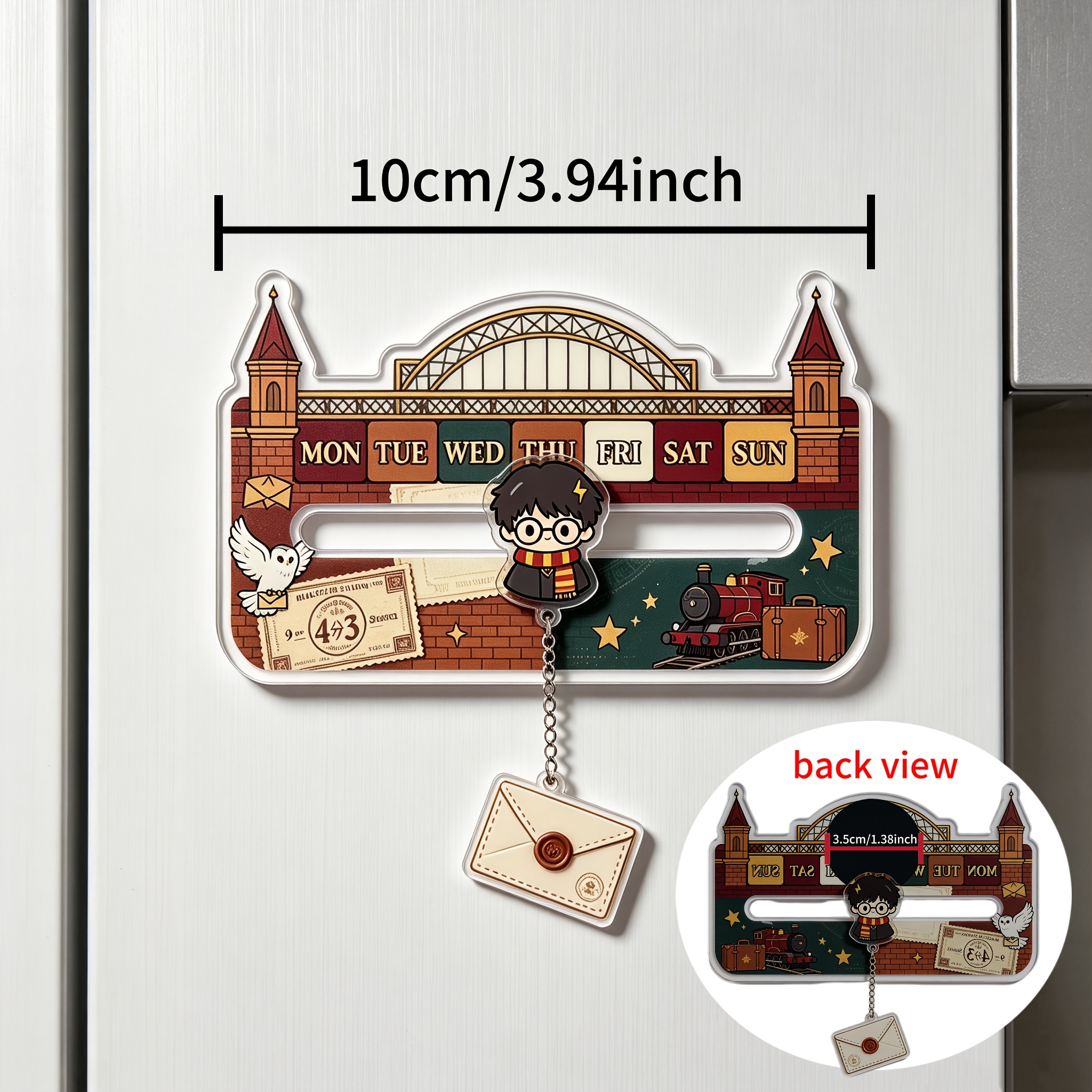 TEMU Wb Warner . - Harry Potter Themed Sunday Calendar Fridge Magnet, Fun Creative Sliding Slider Positioning Daily Week Home Decor, Strong Fridge