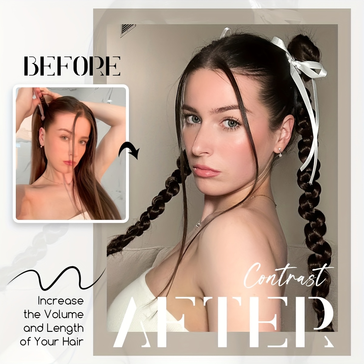 2pcs y2k style 26 inch heat resistant synthetic ponytail extensions for women girls with thin hair japanese korean inspired braid hair extensions for volume length hair accessories details 4
