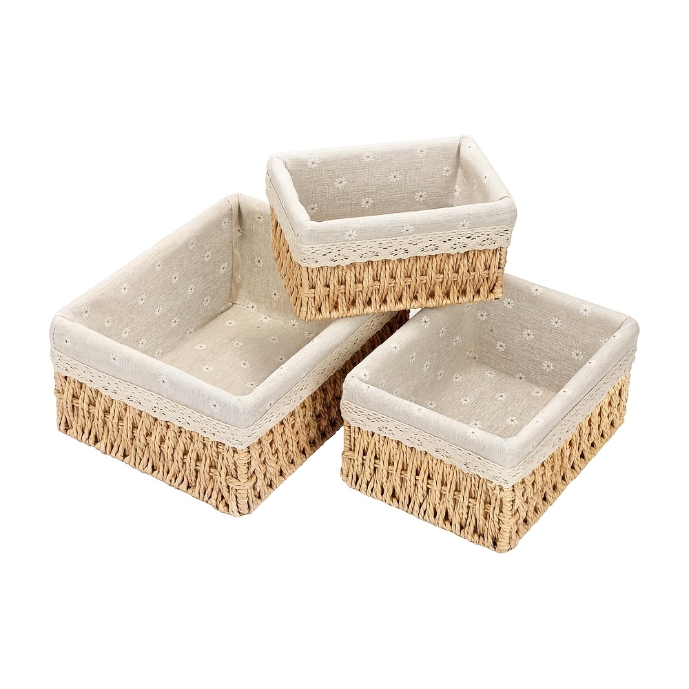 TEMU Aufbewahrungskorb, Badezimmerkorb, Wickel-Organizer-Korb, Zimmer-Aufbewahrungsbox, kleiner Korb-Set, 3-tlg., Material, Wäsche-Aufbewahrungskorb,