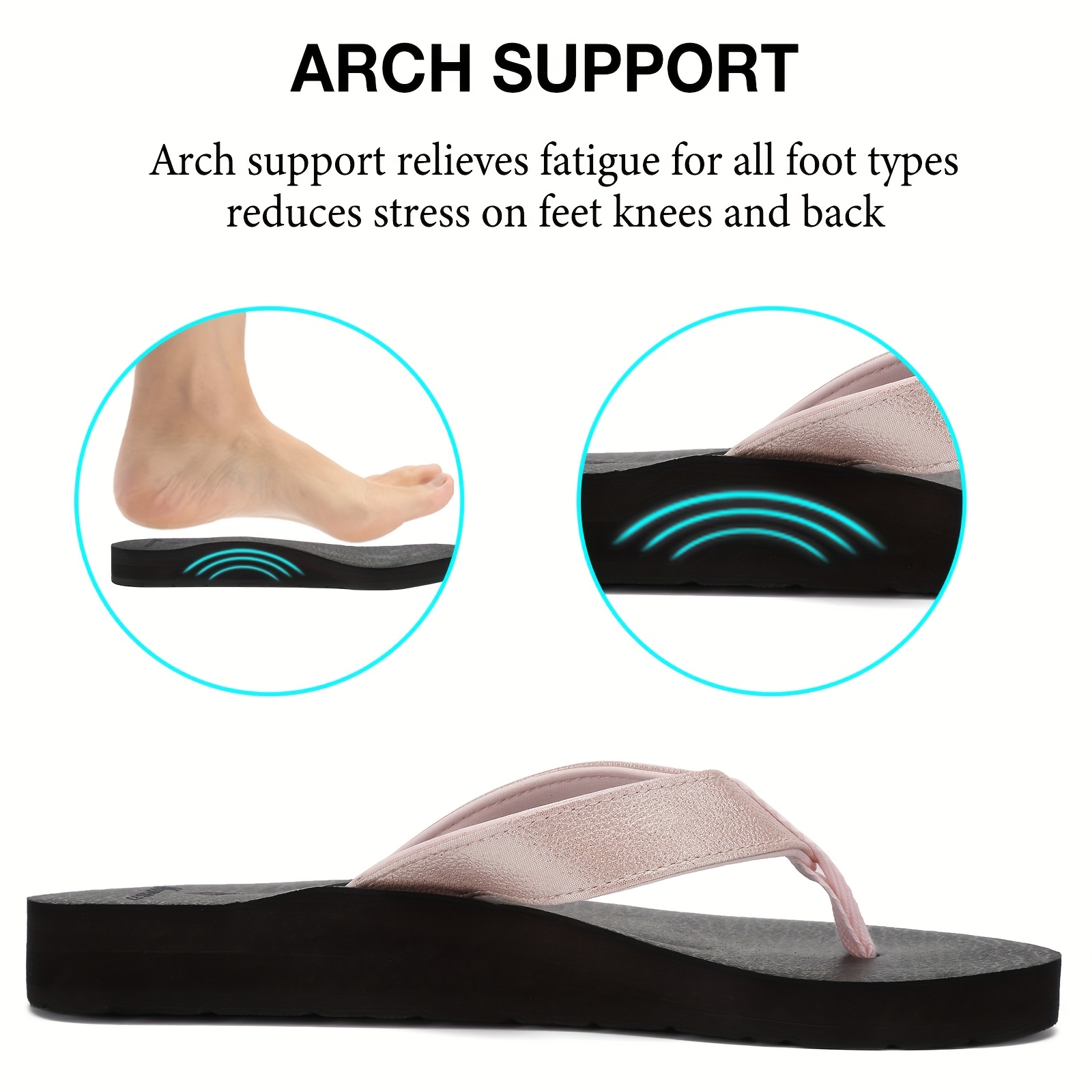 womens lightweight comfortable non   flops pu cover upper eva cushioned sole slip on flat sandals for indoor outdoor beach summer use summer sandals Product details 2