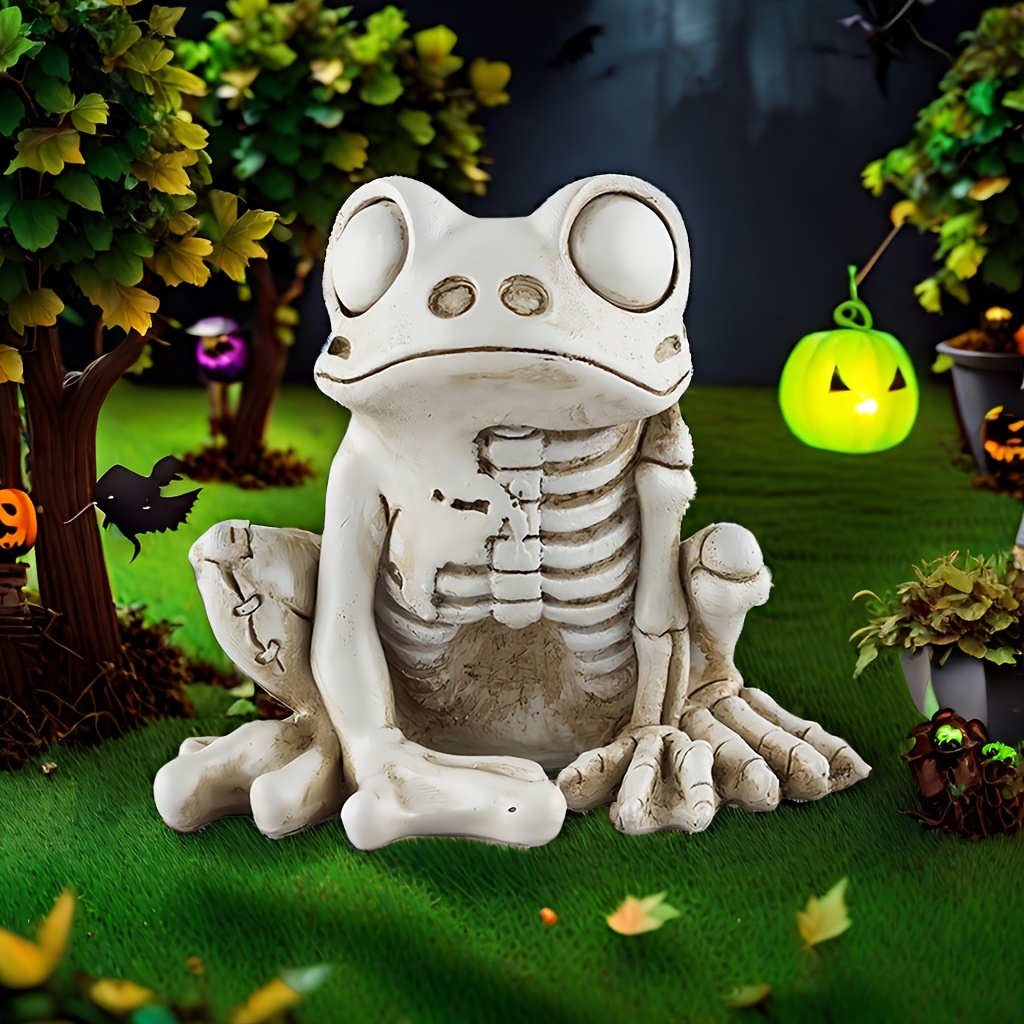 

Spooky Skeleton Frog Resin Ornament - Indoor/outdoor Decor For Home, Office, And Balcony Flower Pots