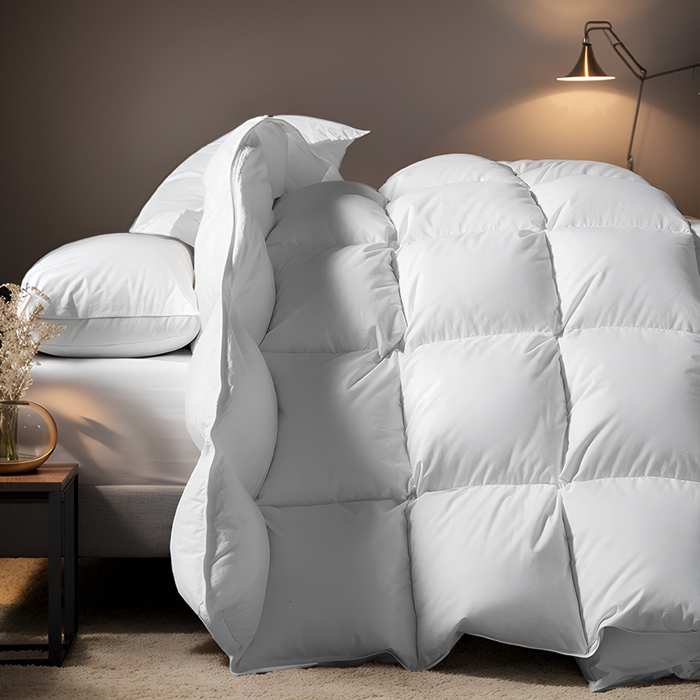 TEMU Down Feather Comforter, Down Feather Filling, Lightweight, Breathable And Warm, Soft And Comfortable Fabric With 8 Corner Tabs, Gift For The