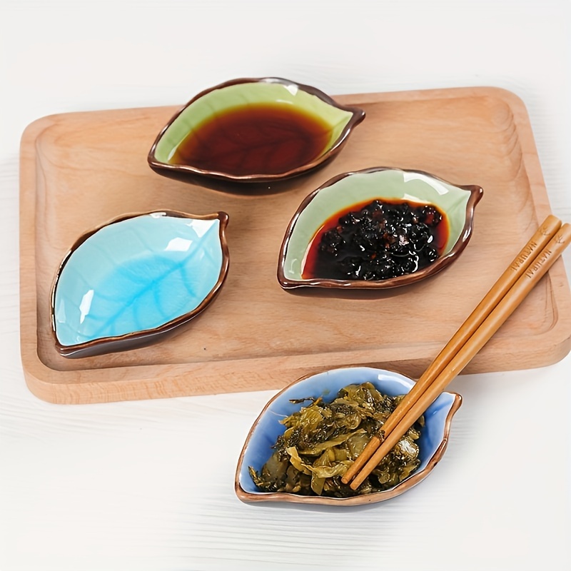 leaf ceramic small dish multi purpose kitchen condiment plate ice crackle glaze sauce bowl for vinegar seasoning food storage container steak sauce dish   bowl fruit platter snack plate   essentials