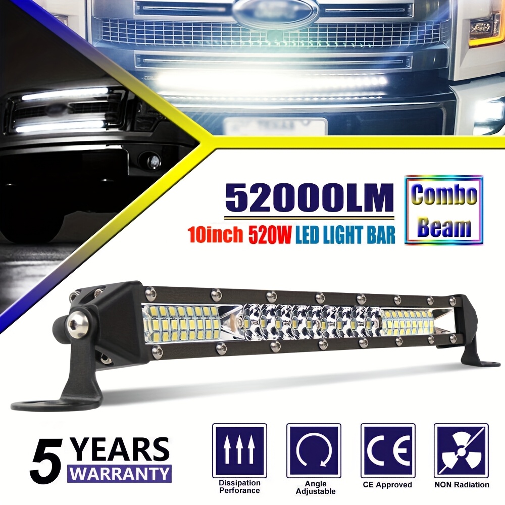 TEMU 10/22 Inch Slim Led Double Row Strip Light, Extremely Bright Led Strip Light Suitable For Vehicles, Trucks, Jeeps, Off-road, Atv, And Boat
