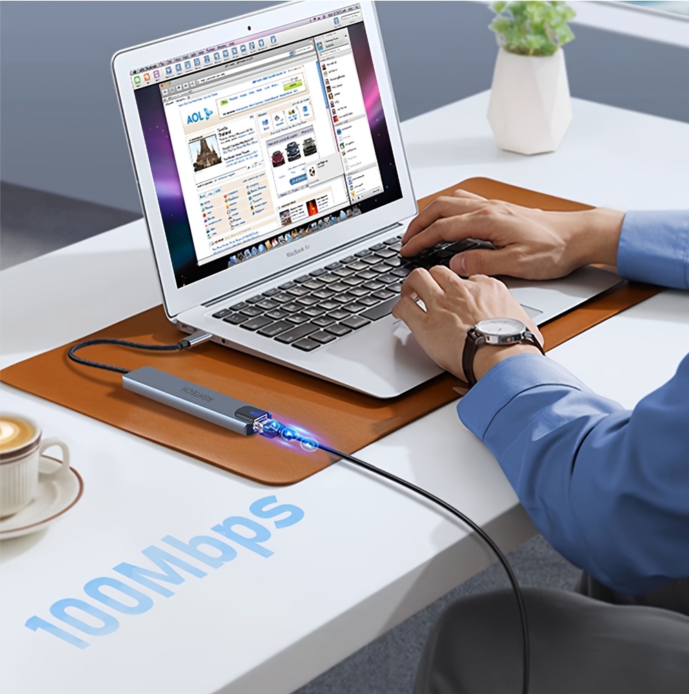 RSHTECH 8-in-1 Type C HUB Adapter - 4K HDTV, USB 3.0 5Gbps High-Speed Data Transmission, SD/TF Card Reader, RJ45 Ethernet, PD 100W USB C Docking Station for Mobile Hard Disk, Keyboard, Mouse, Digital Camera, Printer, Webcam, SD/TF Card