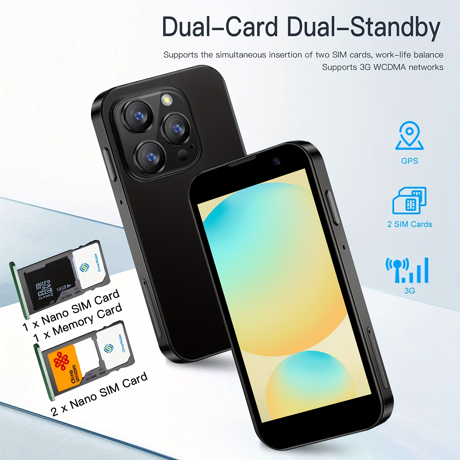  phone is the tiniest smartphone featuring a 3 0 display an unlocked designed for children and students     processor and 2gb plus 16gb storage Product details 4