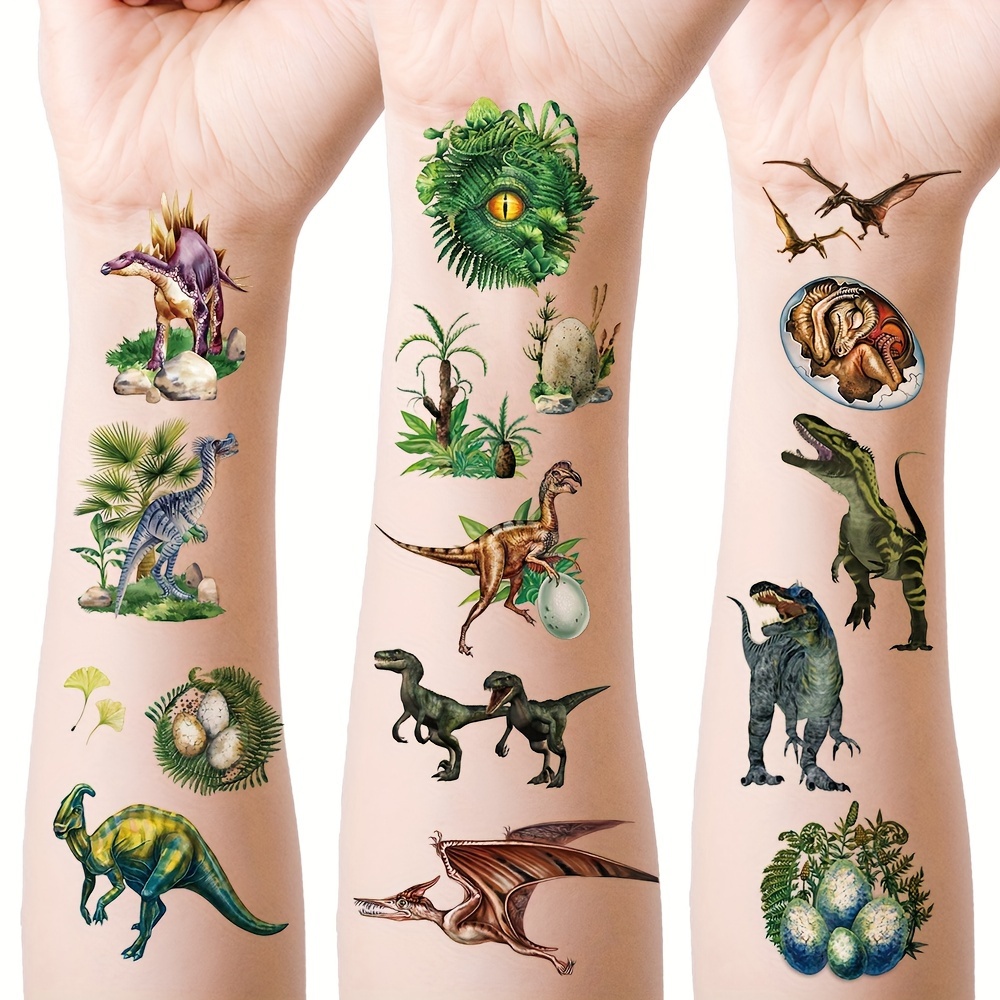 

24 Sheets Dinosaur Temporary Tattoos, Dinosaur Tattoos Long Dino Tattoos Fake Tattoos Dinosaur Party Favors Birthday Party Supplies For