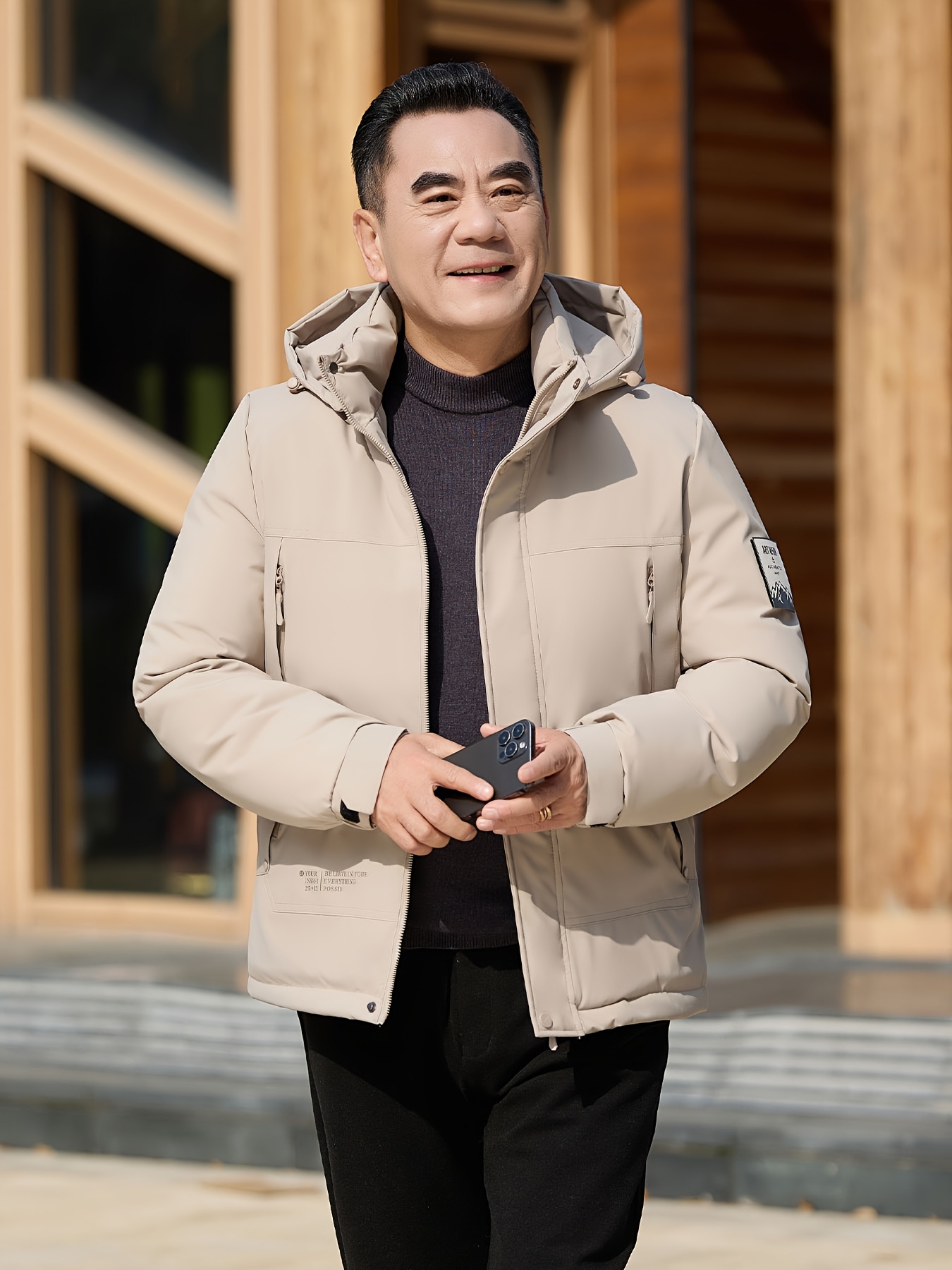 Men's Thickened Winter Ski Jacket, Casual Outdoor Windbreaker