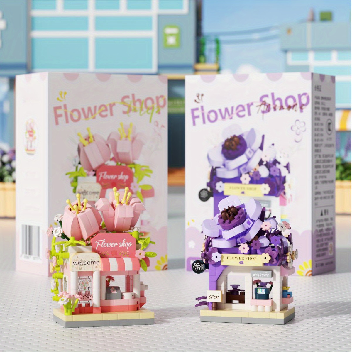 Building Block Street Corner Flower Shop Desktop Decoration