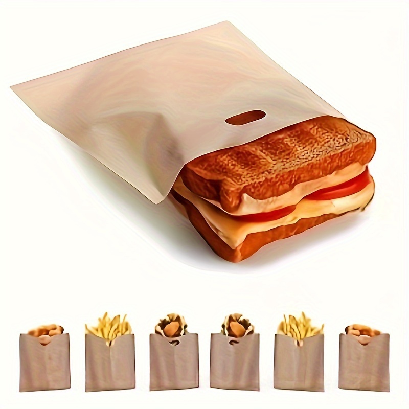 

5-piece Reusable Non-stick Sandwich Bags - Heat Resistant, Easy Clean Toaster & Microwave Safe For Cheese, Panini, And Snacks