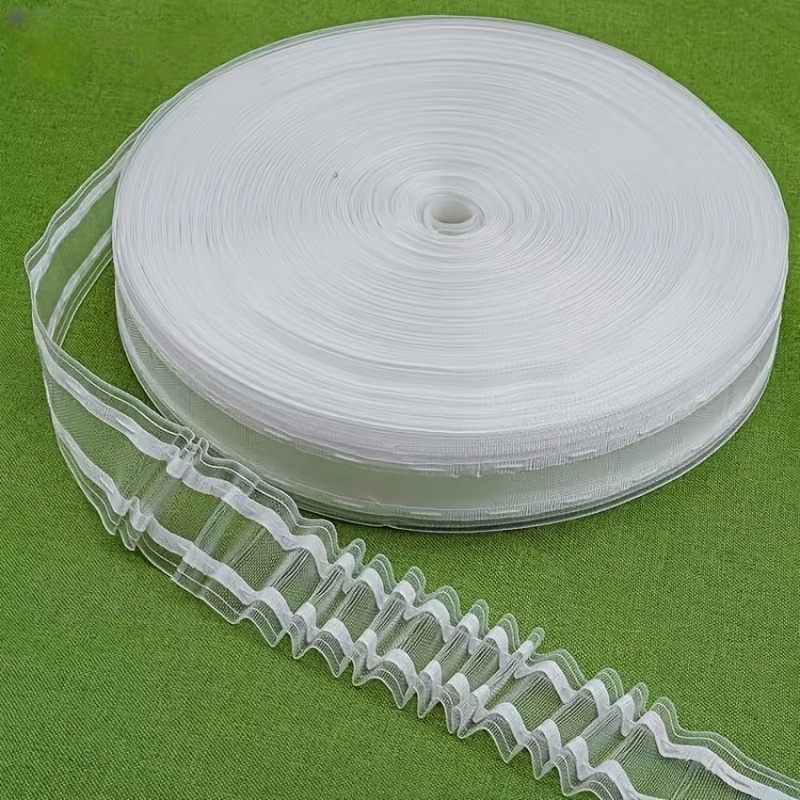 E-shop 1, 275,6 Zoll Vorhangzubehör Nylon-Einfädelhaken transparentes Klebeband, erfordert Haken zur Verwendung. Mit integrierten Positionierungslinien