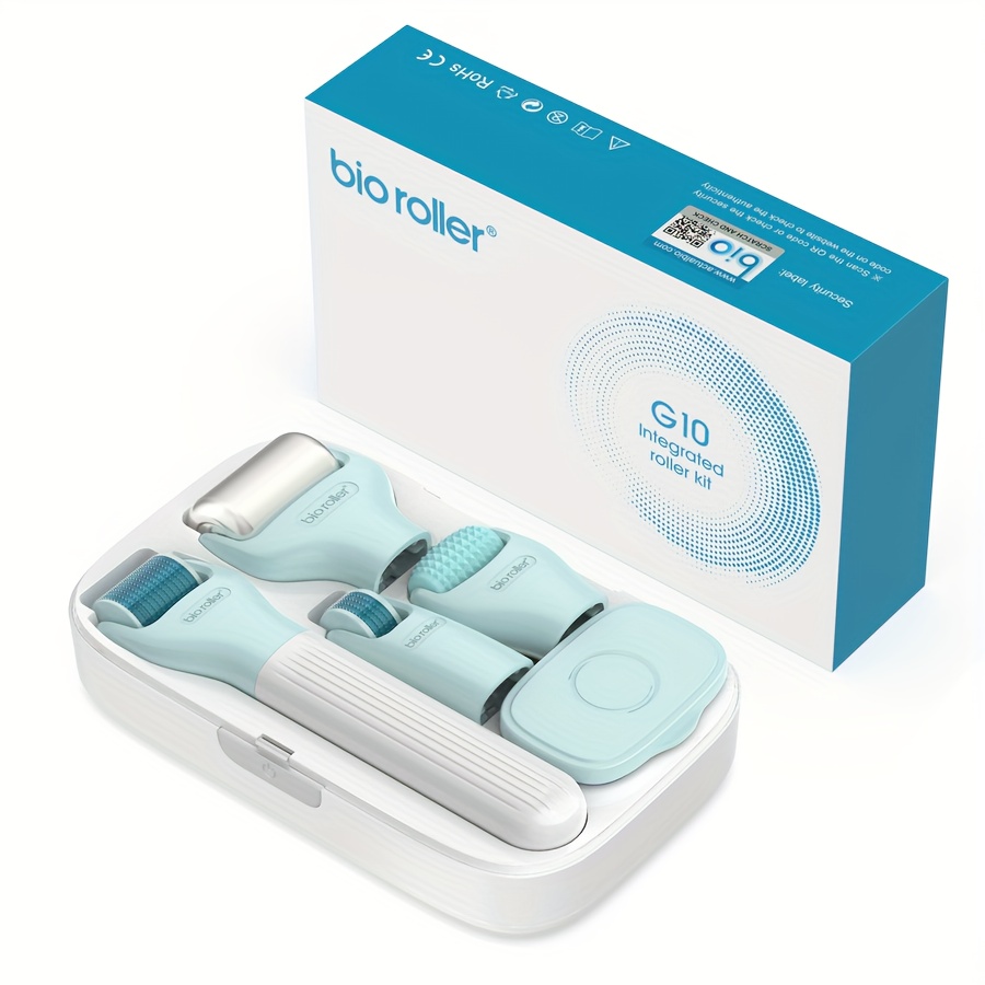 10-in-1 Derma Roller Kit For Women And Men - Microneedling Roller Set With 9 Replaceable Heads And Storage Case, Needle Length 0.25mm, For Facial And Eye Massage, Face Care Tools