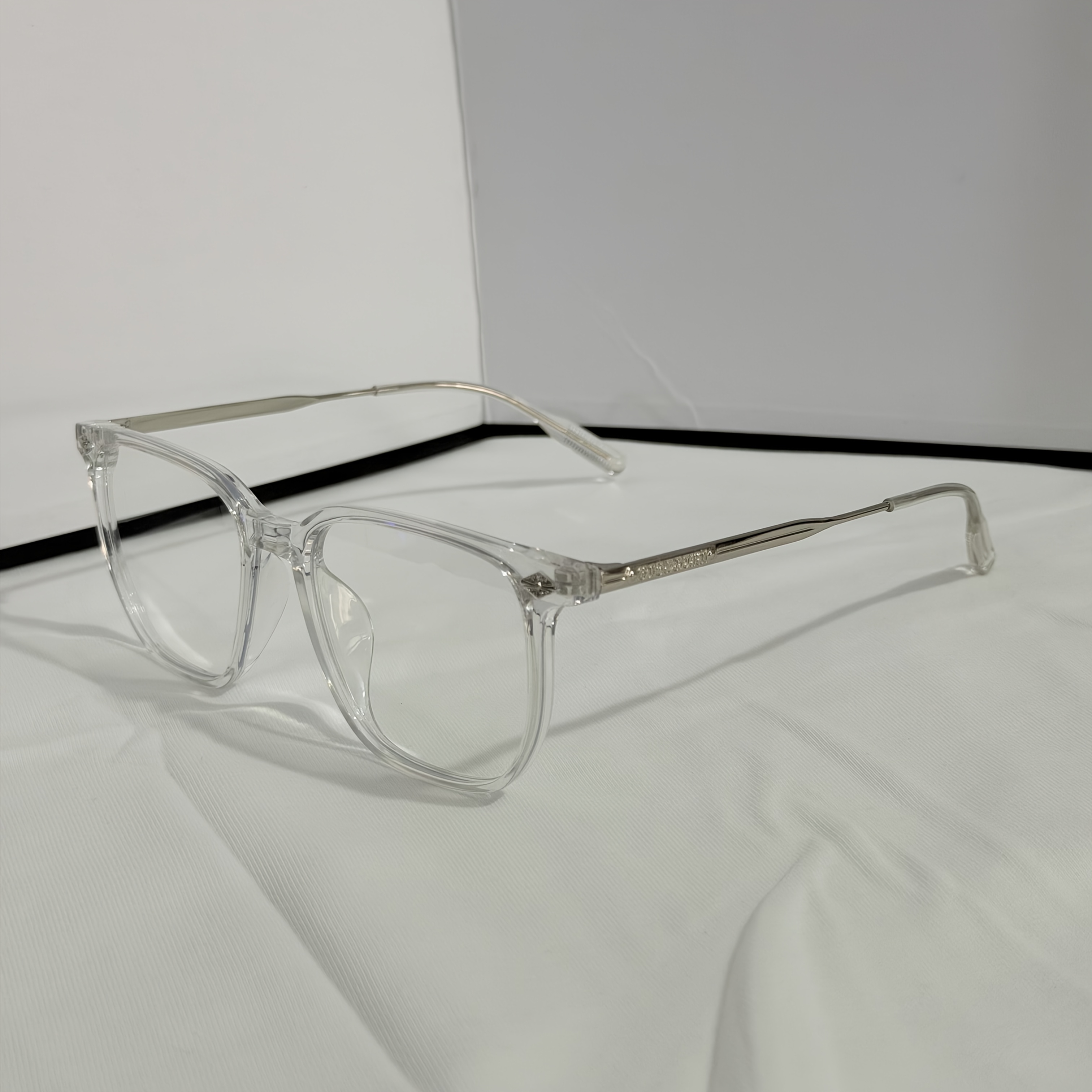 1pc Fashion Glasses - Classic Square Metal Frame, Clear Lenses, Cyberpunk Style, Unisex, Without Battery