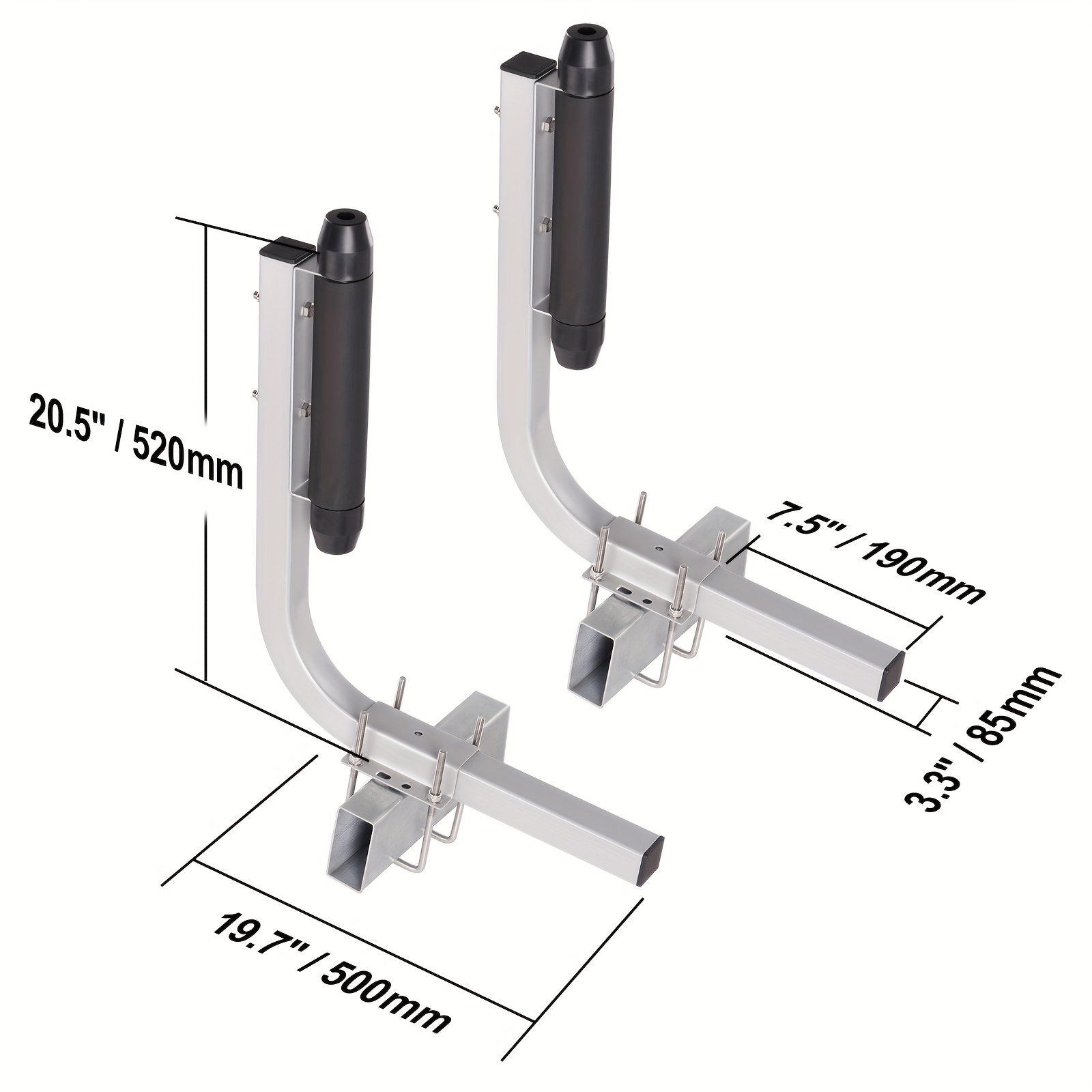 TEMU VEVOR Ensemble de Guides pour Remorque Marine, Poteaux Réglables 20.5" et 27.6", Paire de Guides en Acier Anti-Rouille, Support Résistant pour