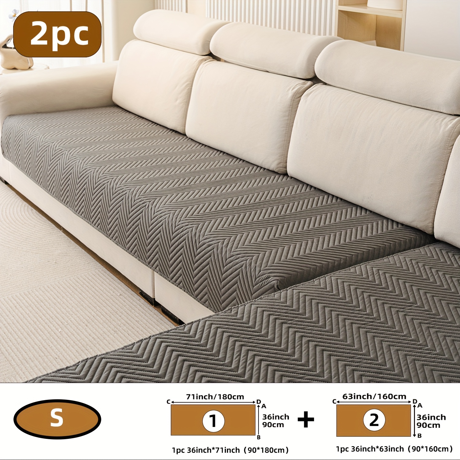E-shop [Herbst Neuankömmlinge] 2er-Set Ultraschall W-förmige Textur-Sofakissen, rutschfest und verschleißfest, geeignet für verschiedene Sofagrößen,