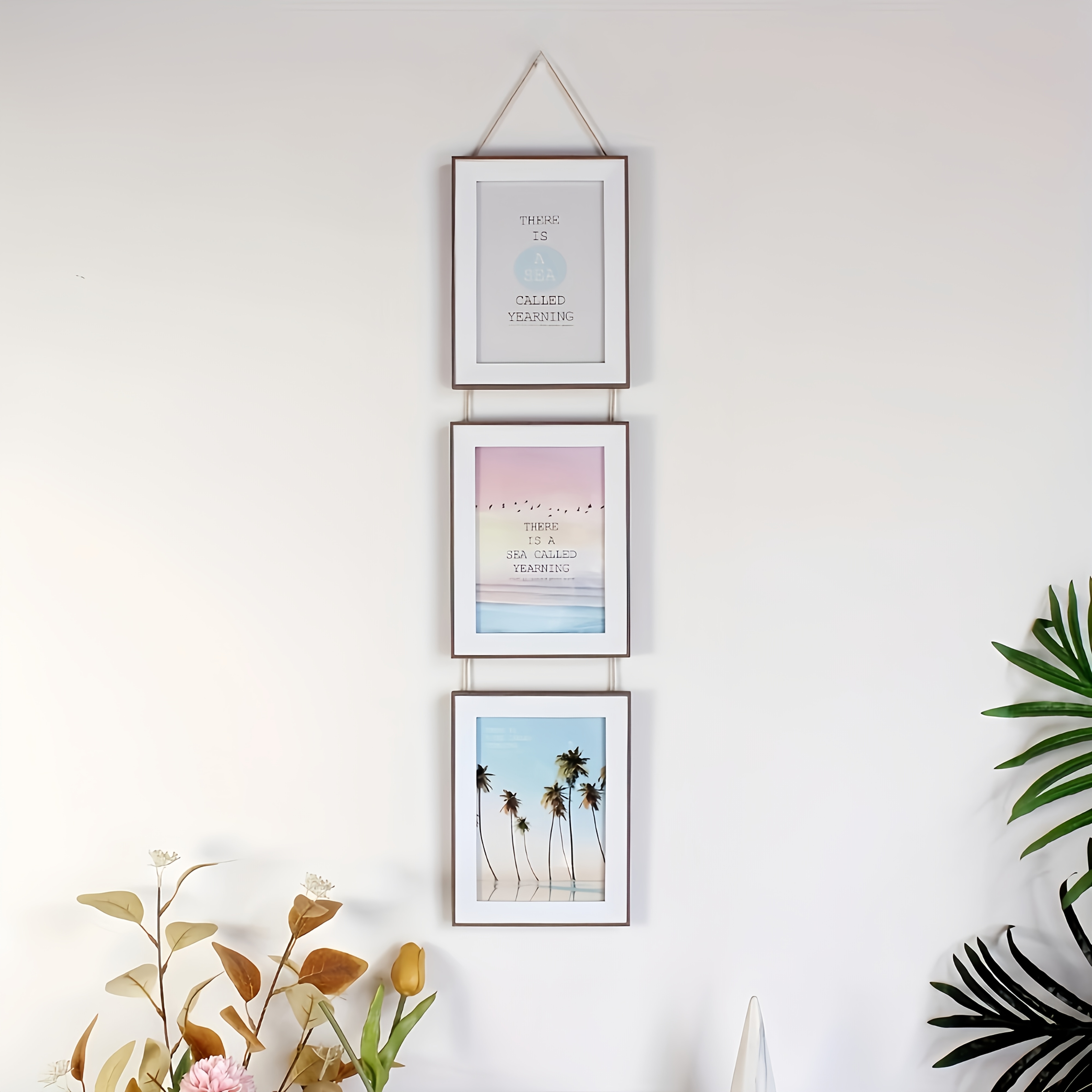 TEMU 1 Set Of 3pcs Wall-mounted Picture Frames, With Strings, Suitable For Decorative Picture Frames, Ideal For Decorating The Living Room, Bedroom,
