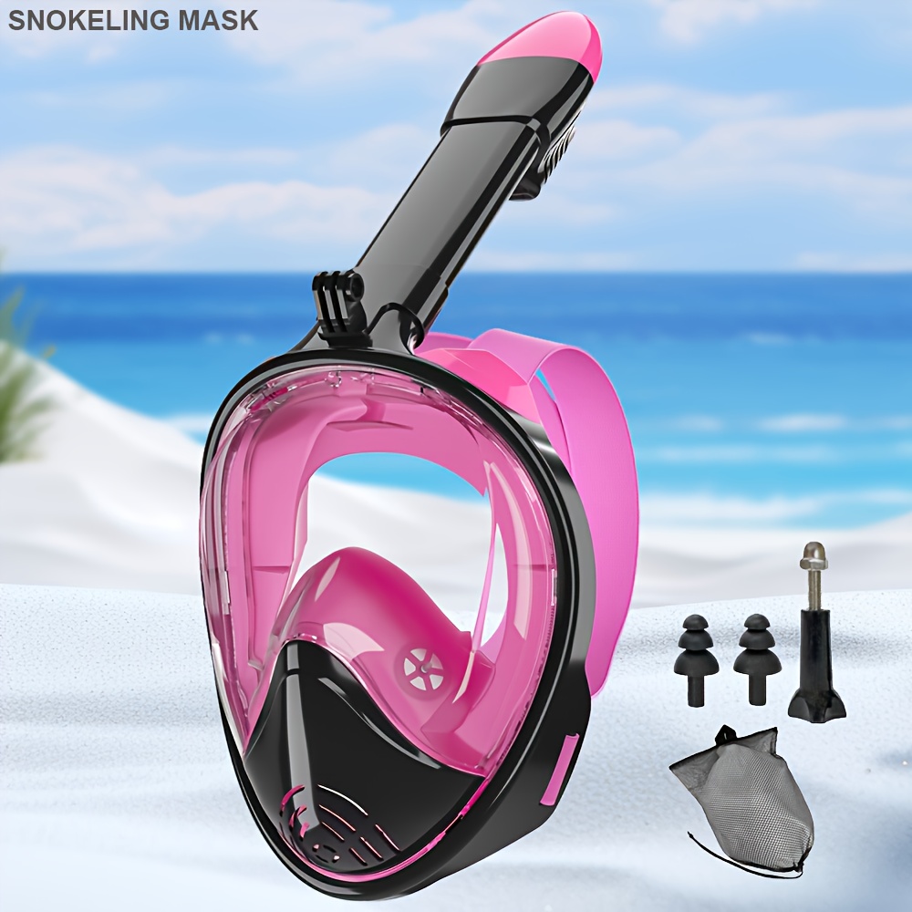 1pc JoyMaySun Full Face Snorkeling Mask with Camera Holder - Anti-Fog & Leakproof 180° Panoramic Goggles, Large Frame Silicone Swim Glasses Set for Adults, Scuba, Snorkeling, Freediving (No- Design)