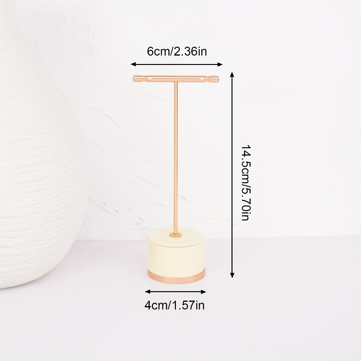TEMU 1pc Simple T-shaped Earring Jewelry Display Stand With Metal Wire Frame And Velvet Base, Suitable For Earrings And Studs, Ideal For Dressing