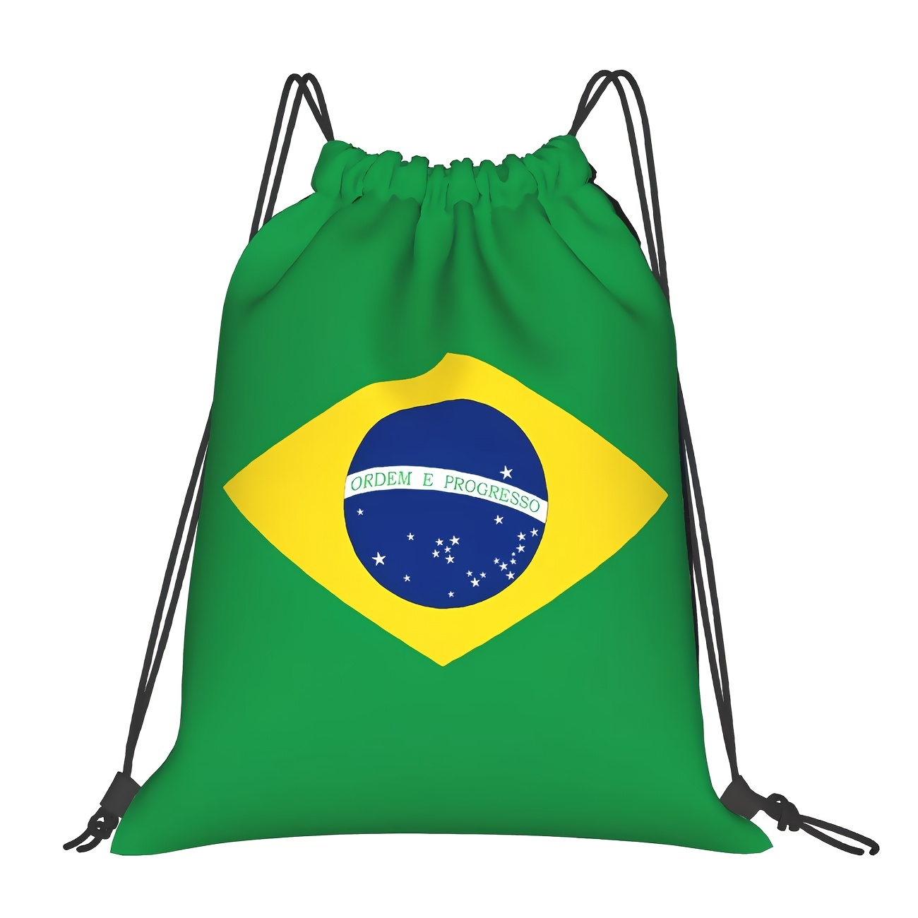 TEMU 1pc Brazilian Element Drawstring Backpack, Green And Yellow Combination Design, Drawstring Closure Gym Bag, Unisex, Suitable For Fitness, Park,