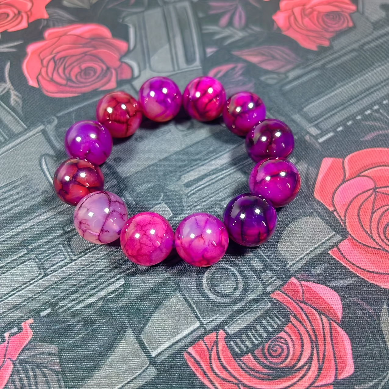 Arabic Style Hip Hop Infinity July Birthstone Agate Bracelets Set