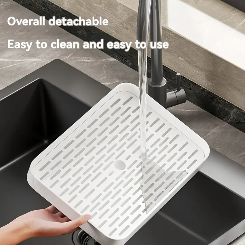 expandable double layer kitchen organizer rack golden metal frame with white plastic bins cup storage drainage coffee tea display shelf cutlery holder for countertop or cabinet multi purpose design cup display shelf solution functional design kitchen organizers and storage utility racks Product details 2