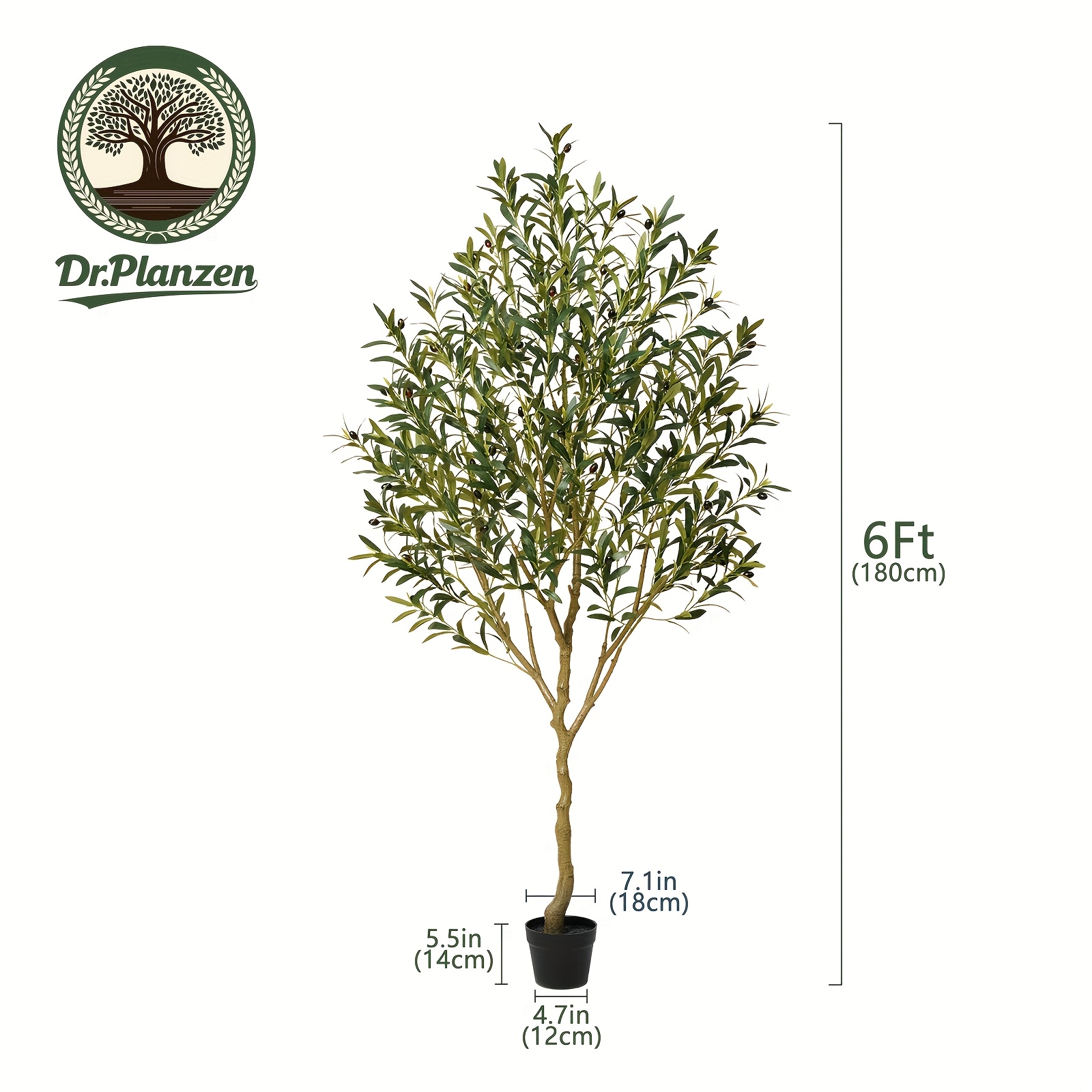 TEMU Lifelike 6ft/5ft/4ft Artificial Olive Tree With Realistic Trunk, Leaves & Fruits - Elegant Silk Potted Plant For Decor, Ideal Housewarming Gift