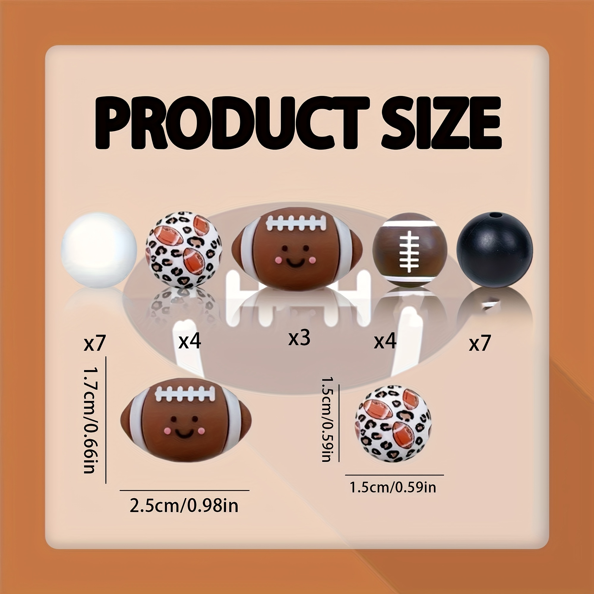 TEMU 25pcs Of 3d Smiling Silicone Beads - Cute And Happy Facial Decorations, Durable Spacers, Featuring A 15mm Leopard Print Design, Suitable For