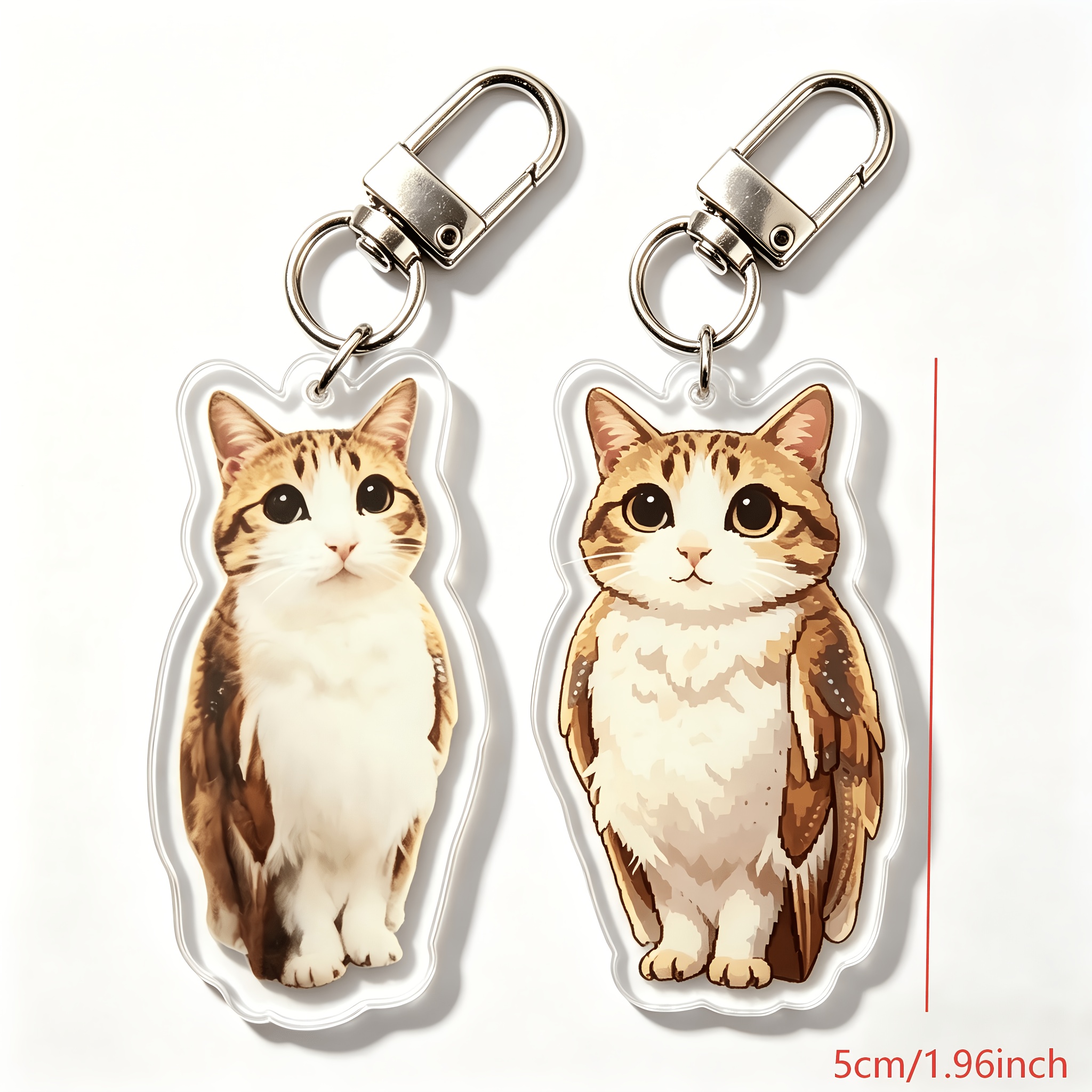 Funny Standing Meme Cat Acrylic Keychain, Cute Bag Charm