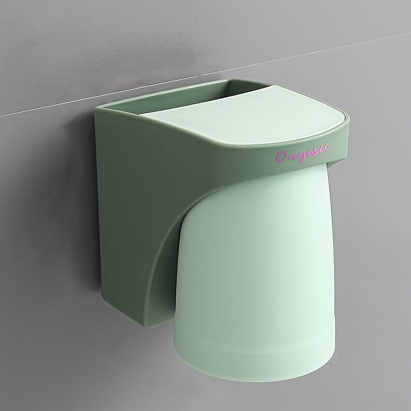 Image of 1pc Nordic Style Magnetic Wall-mounted Toothbrush Holder, No-drill Plastic Bathroom Organizer With Waterproof Cup Sleeve For Couples - Ideal For Home & Hotel Use, Toothbrush