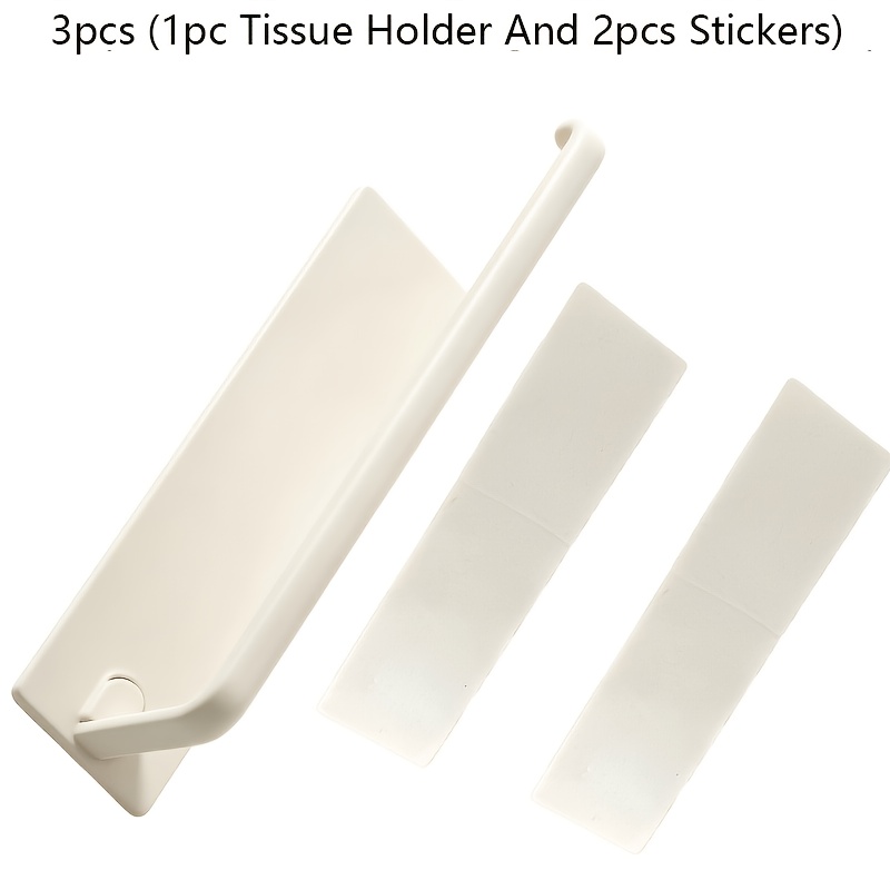 TEMU 3pcs (1pc Tissue Holder And 2pcs Stickers) Black Self-adhesive Under-cabinet Tissue Holder - Wall-mounted Towel Rack, Suitable For Kitchen,