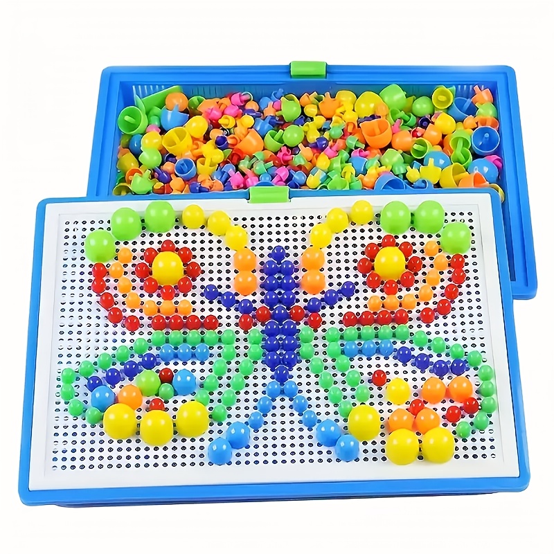 296pcs colorful mushroom peg puzzle with   fun educational toy for teens enhances fine motor skills and   ideal for birthdays parties and classroom activities festive gift mixed color plastic construction