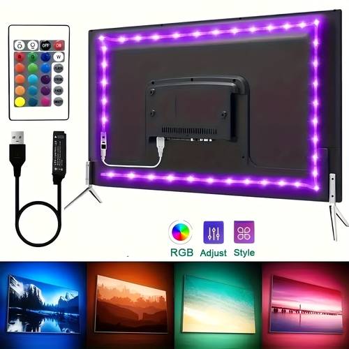 led strip lights with 24 key remote control color change usb powered rgb tape for home decor colorful led lights for bedroom decor kitchen bar party bed desk tv wedding decor tv bedroom ambiance dynamic lighting