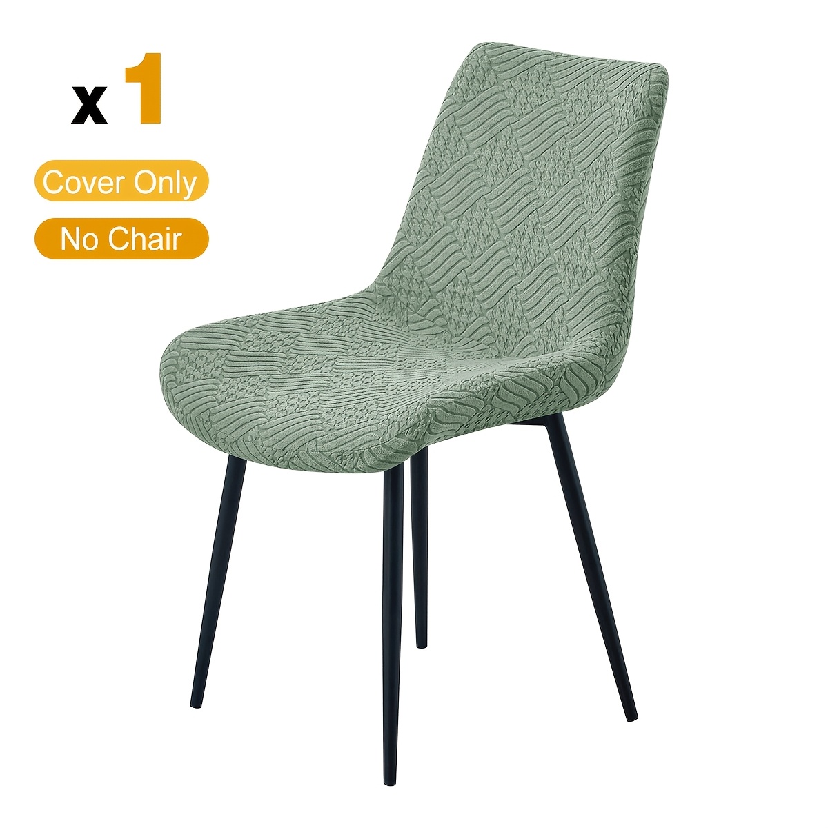 TEMU 1pc Willow Sprout Shaped Jacquard Velvet Arched Back Chair Cover, Elastic Fitted Curved Dining Chair Protector